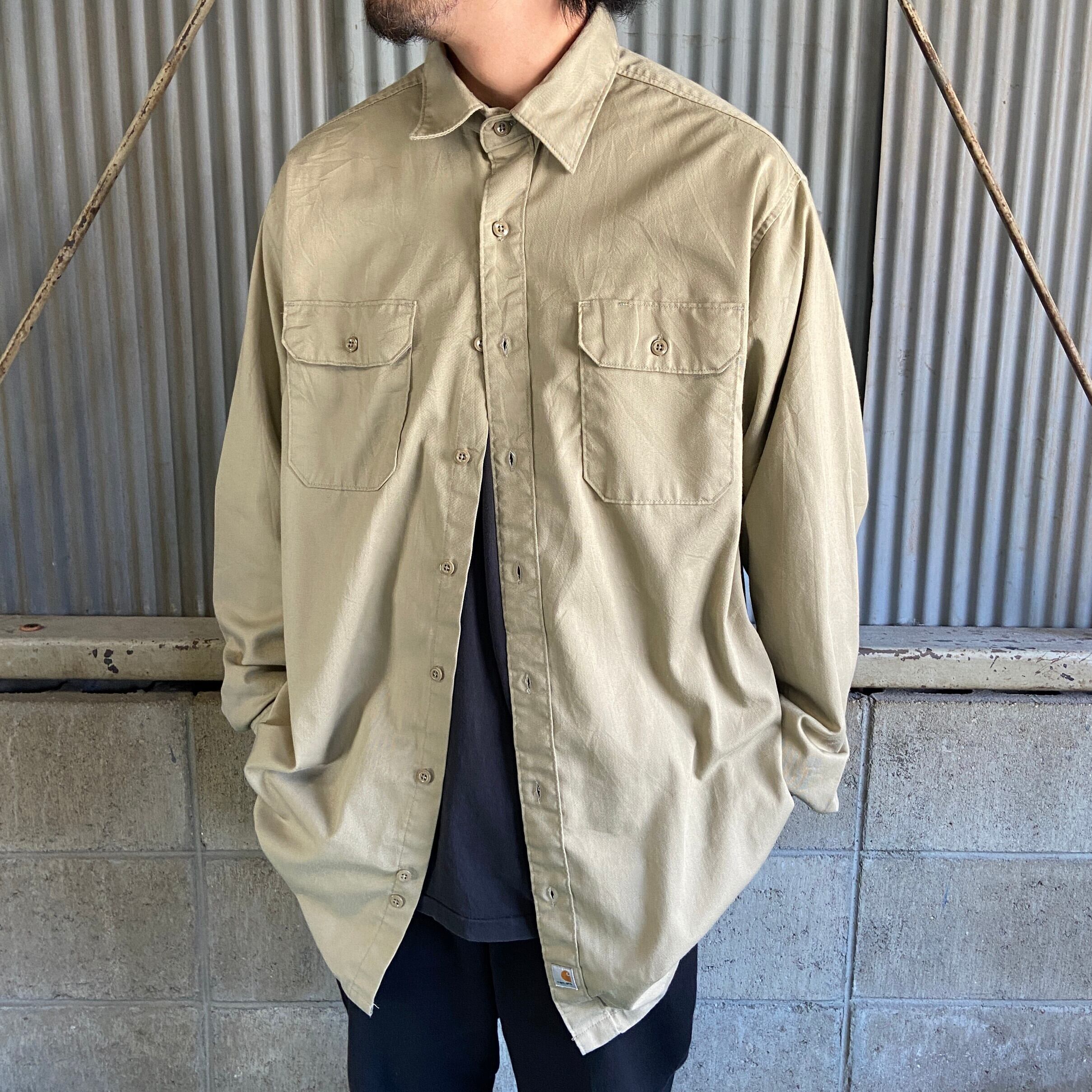 【カーハート】carhartt  ヴィンテージ　長袖シャツ　ワークシャツ　XL