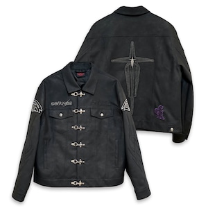 T.C.R WASHED FAUX LEATHER FLAME TRACKER JACKET - BLACK