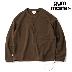 gym master ジムマスター 7.2oz ドライワッフルカーディガン 吸水速乾 メンズ クルーネック スナップボタン カーデ 春夏秋 ゆったり G833788 ブラウン