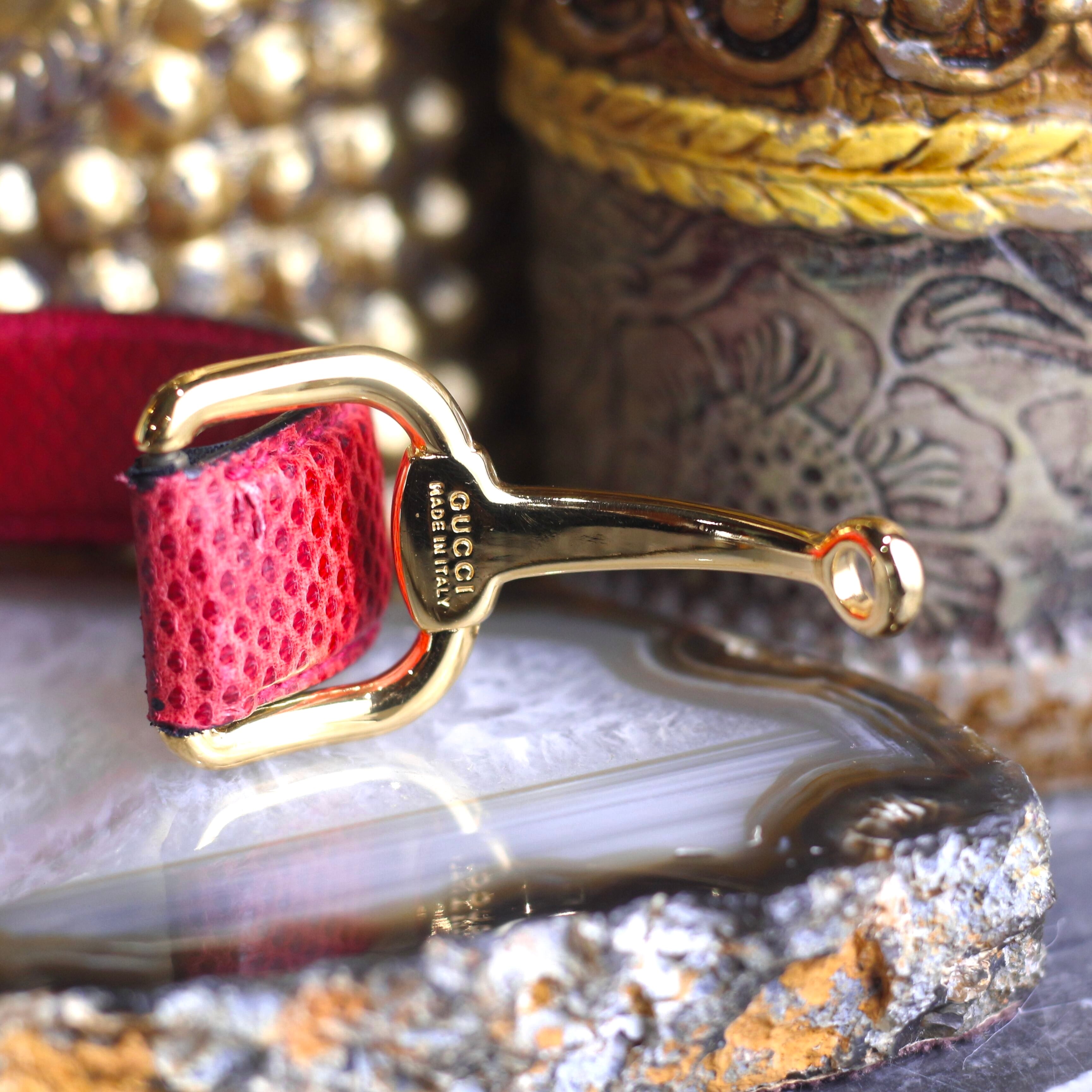 GUCCI HORSE BIT DESIGN METAL LEATHER BANGLE/グッチホースビット