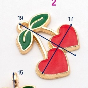 【C522-2】ハートさくらんぼチャーム 2個