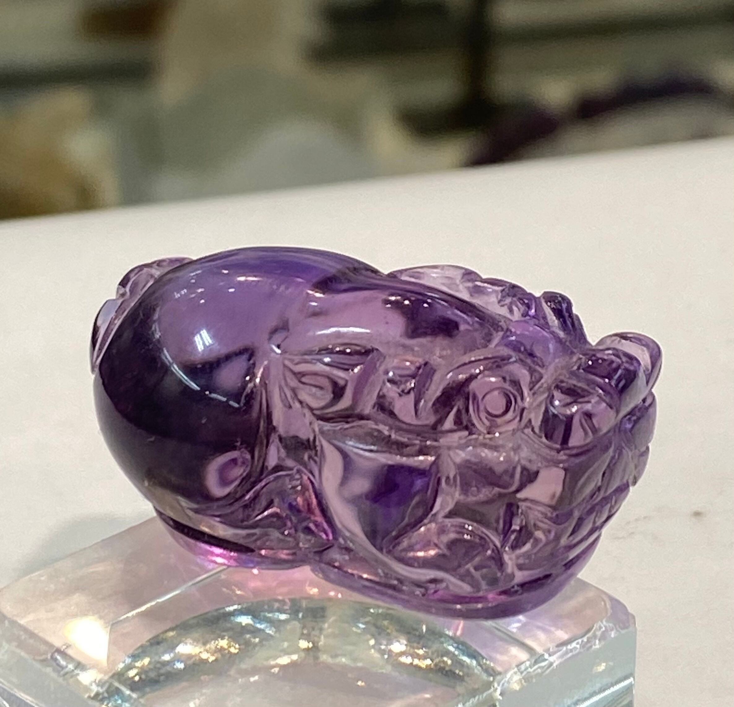 水入アメジスト貔貅 厳選 ナミビア産 宝石質 アメトリン アメジスト貔貅 ヒキュウ 透明度
