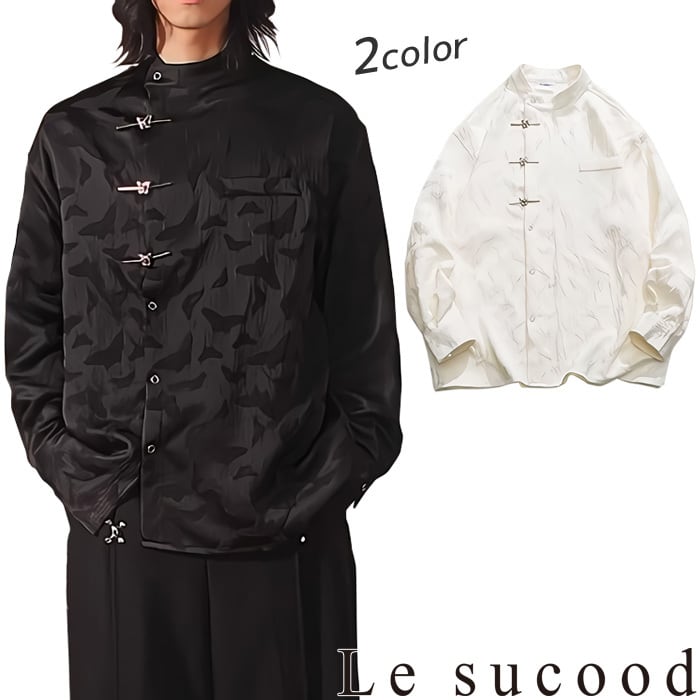 PUレザー シャツ ボウタイデザイン メンズ モード系 お洒落