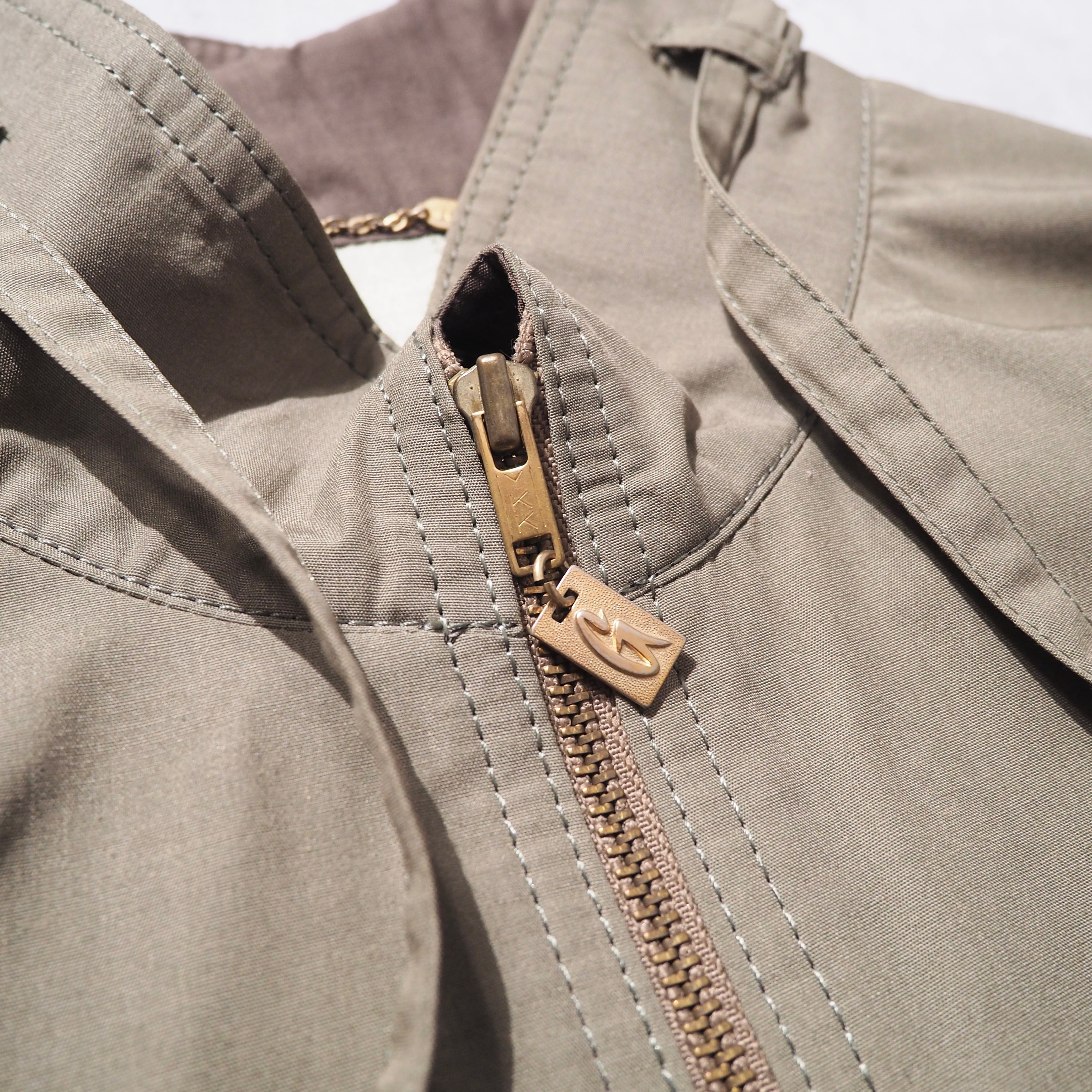 1980s " Unknown " Cross panel × Draw cord Design vintage Stand collar coat