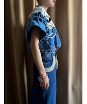 western crochet remake dungaree shirt-4722-5