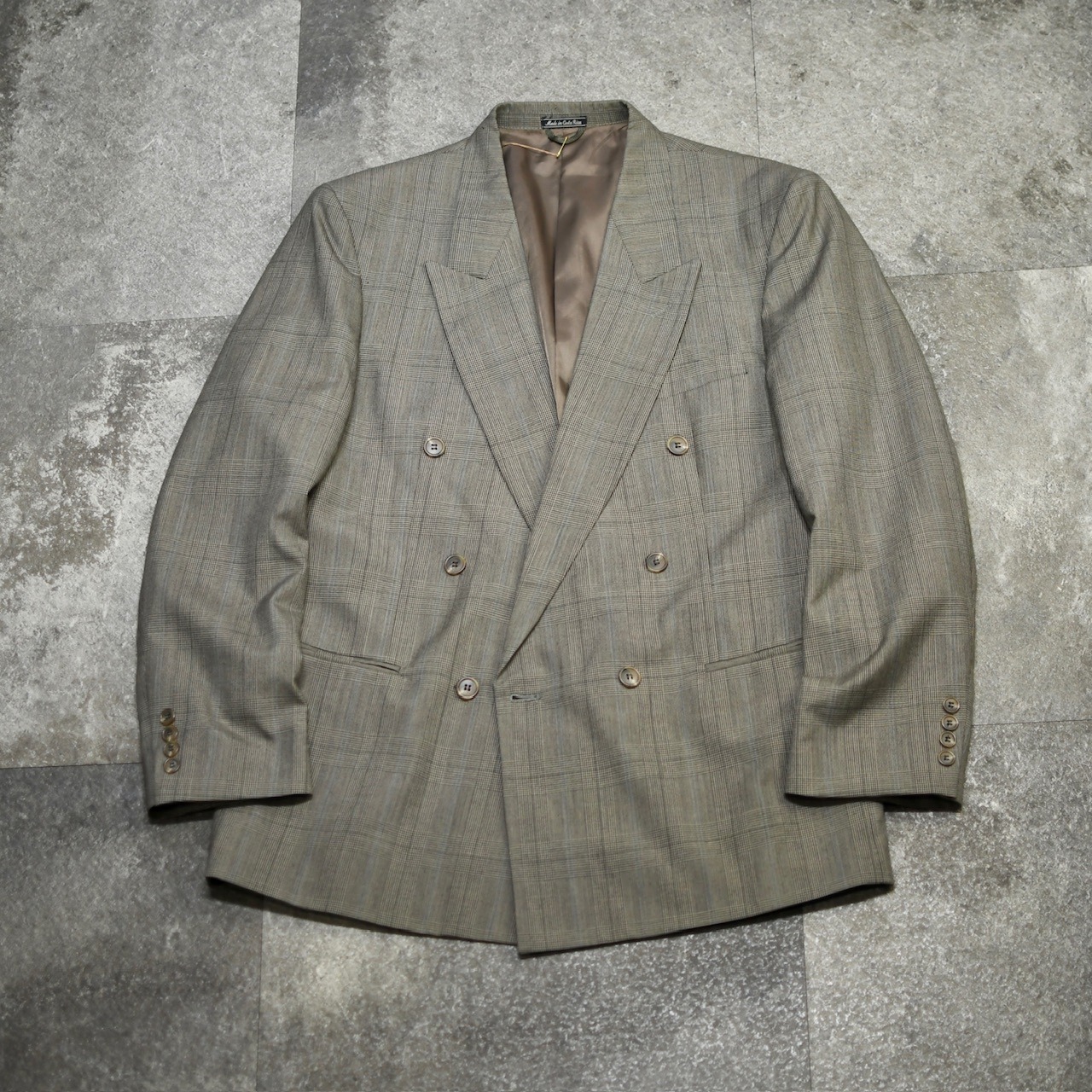 glen check double breasted set up
