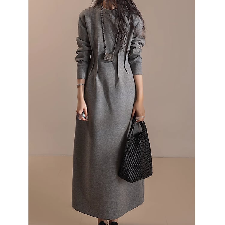 長袖 Aライン ロング丈 ワンピース ◆2col YH9896