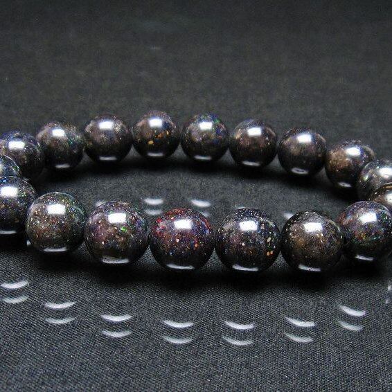 ブラックオパール ブレスレット 11mm 一点物 おまかせ便 111-37559