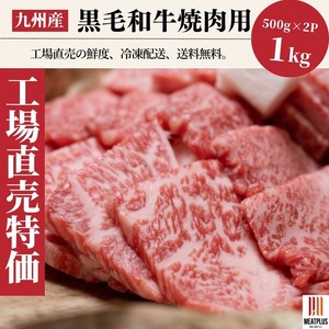 黒毛和牛焼肉用1kg（500g×2p）【A4~A5九州産】肉屋目線でいちばん見栄えがいい商品