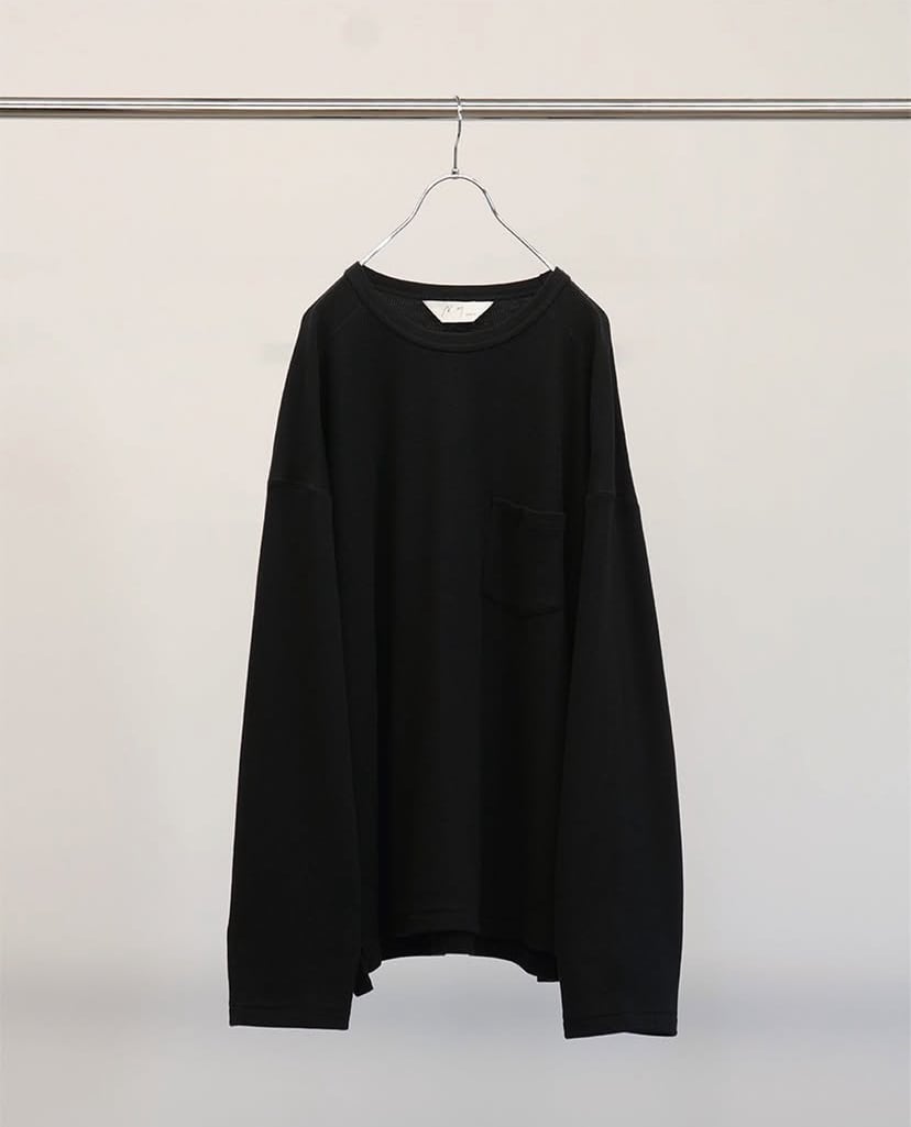 トップス ANCELLM 25SS WAFFLE CREW NECK LS T-SHIRT 25SS】 ANCELLM WAFFLE CREW NECK LS T-SHIRT (BLACK) ANC-CT99