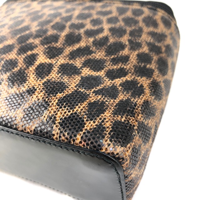 LOEWE ロエベ　レオパード　バニティ　エナメル　ハンドバッグ　ミニバッグ　ブラック×ブラウン　vintage　ヴィンテージ　オールド　x7rt6f
