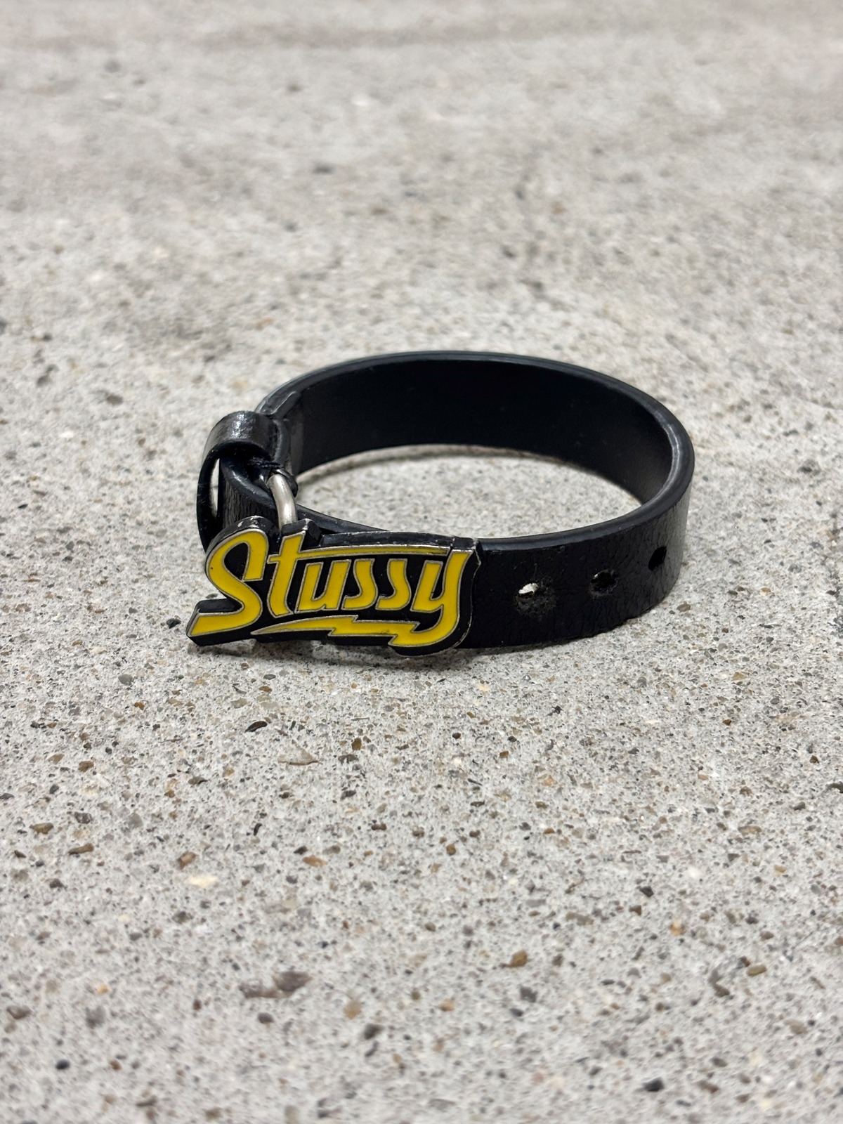 00s OLD STUSSY/Leather Bracelet/レザ－ブレスレット/ロゴバックル 