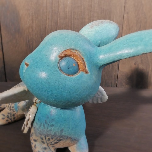 翼の葉影うさぎと小鳥 no.47 turquoise
