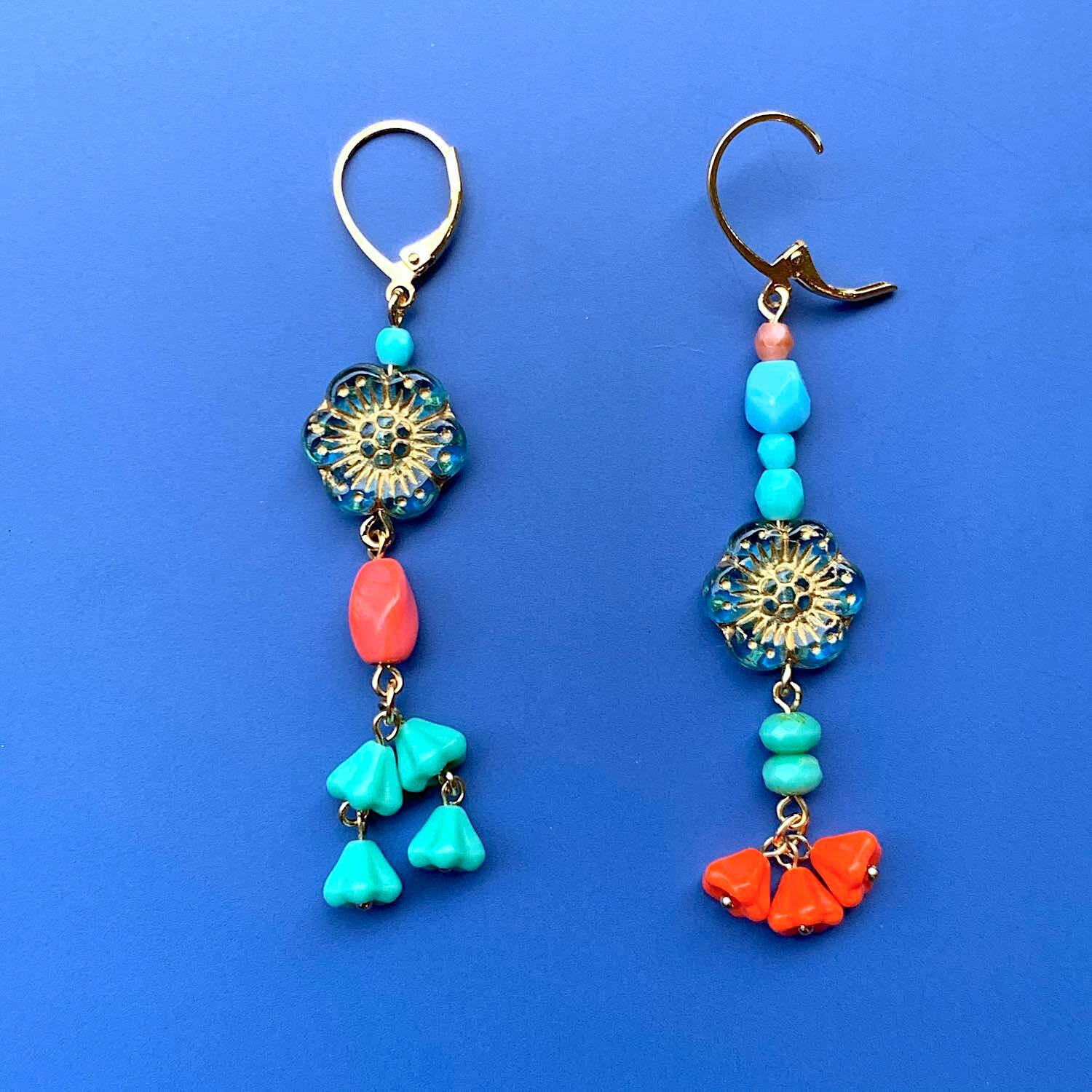 Chii 水色チェコビーズのピアス（イヤリング可） | Dua-アクセサリー