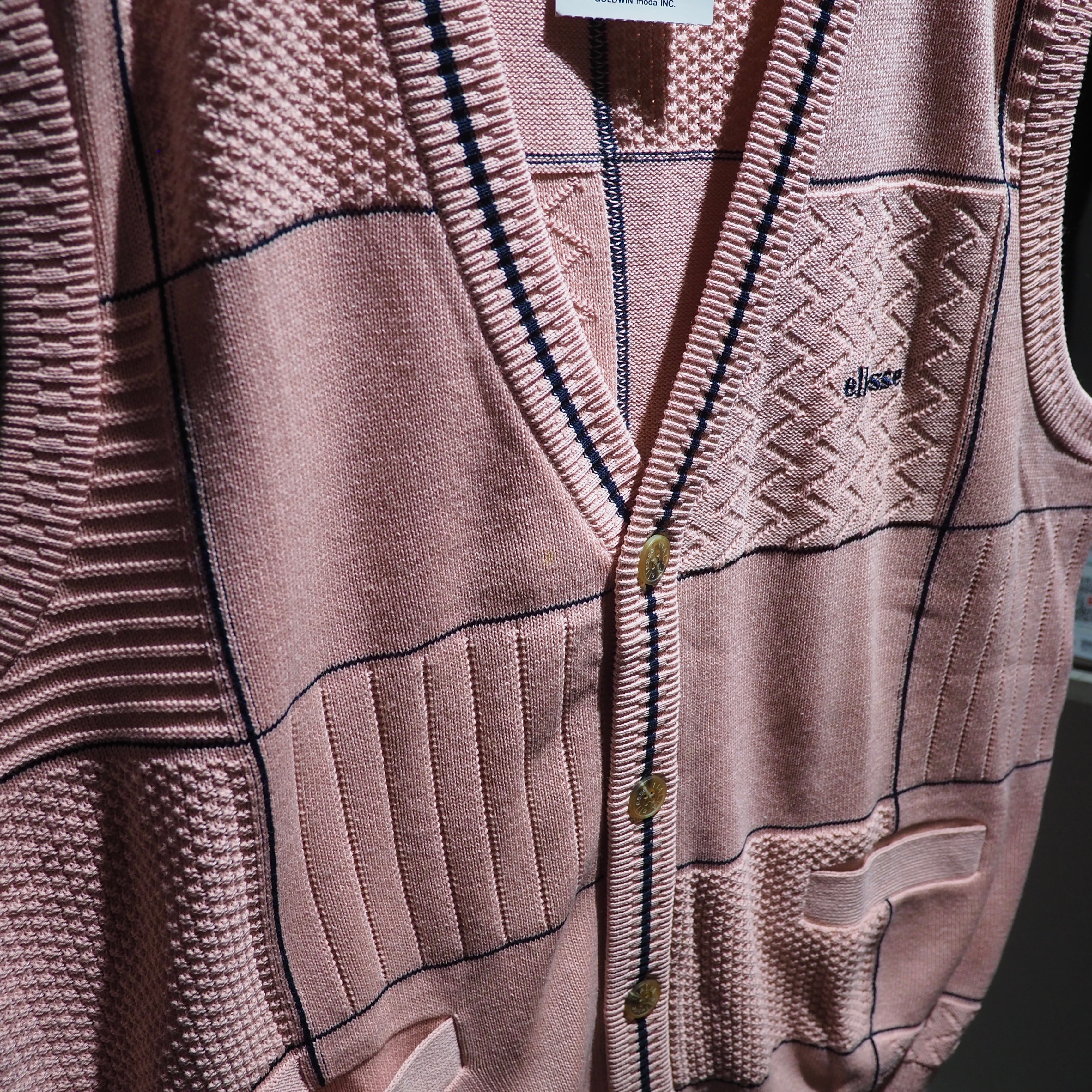 1990s " ellesse " Light pink color vintage loose knit vest