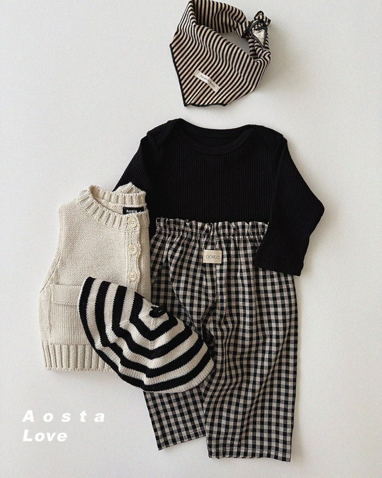 【取寄】Aosta  キャラメルチェックパンツ｜秋服｜韓国子供服｜26/AT