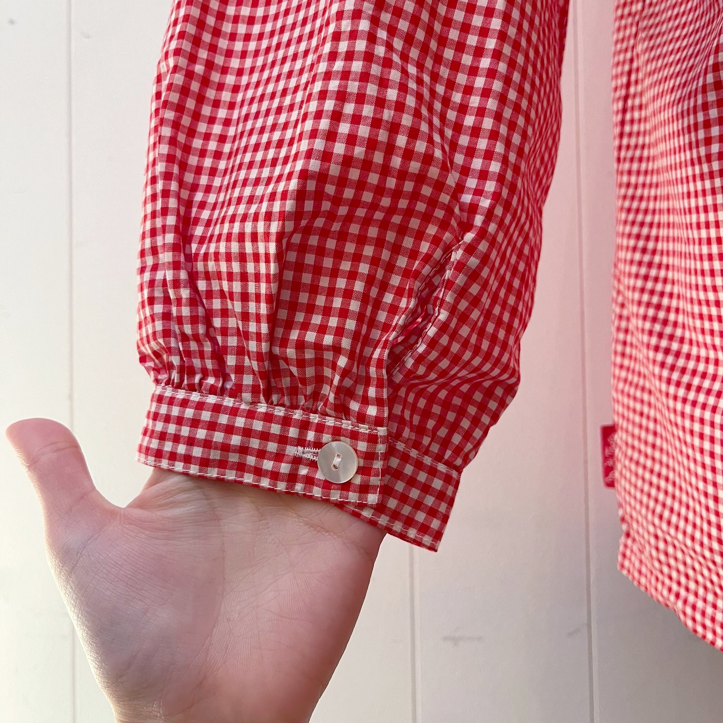 mikihouse / red gingham check blouse