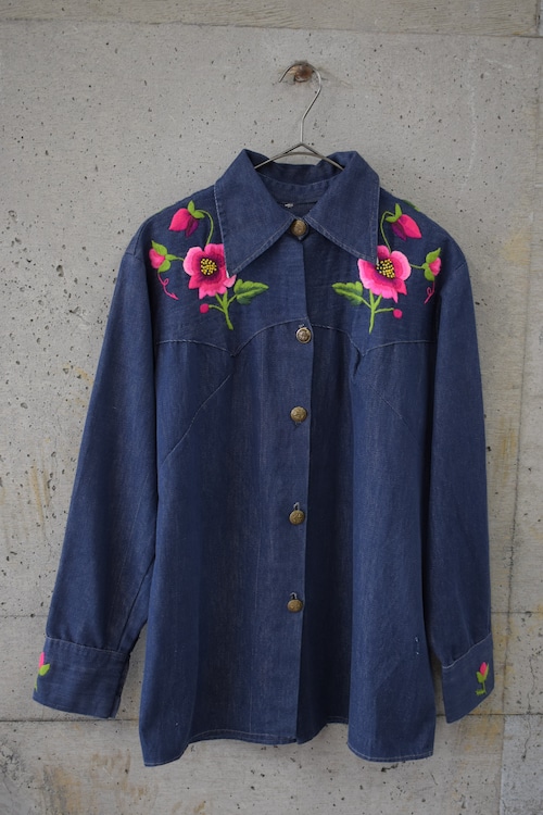 Embroidered Western Denim Shirt