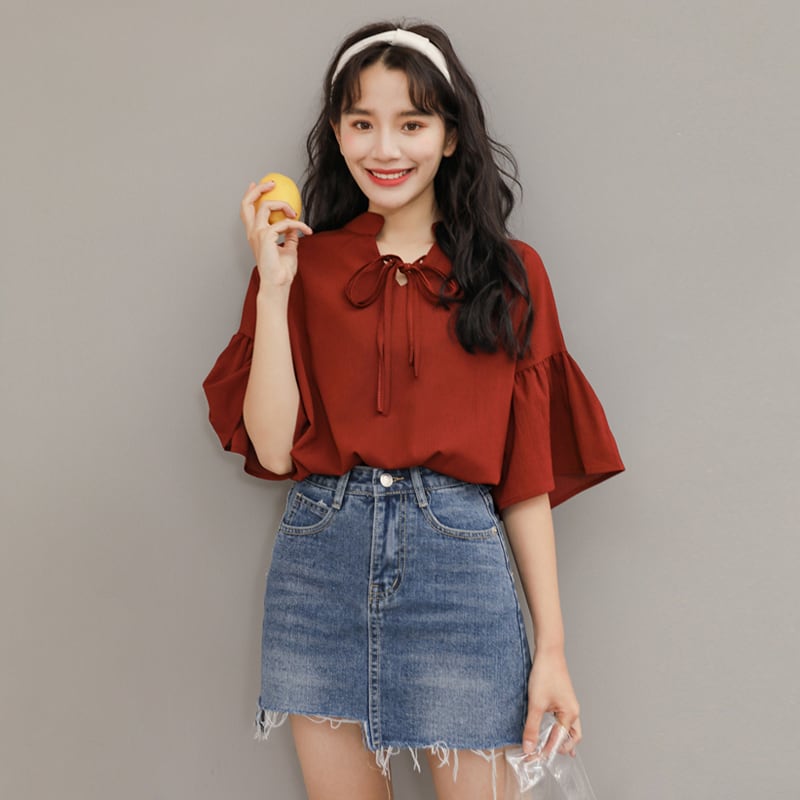 春 夏 レディース シャツブラウス オフィス 襟付きトップス 半袖