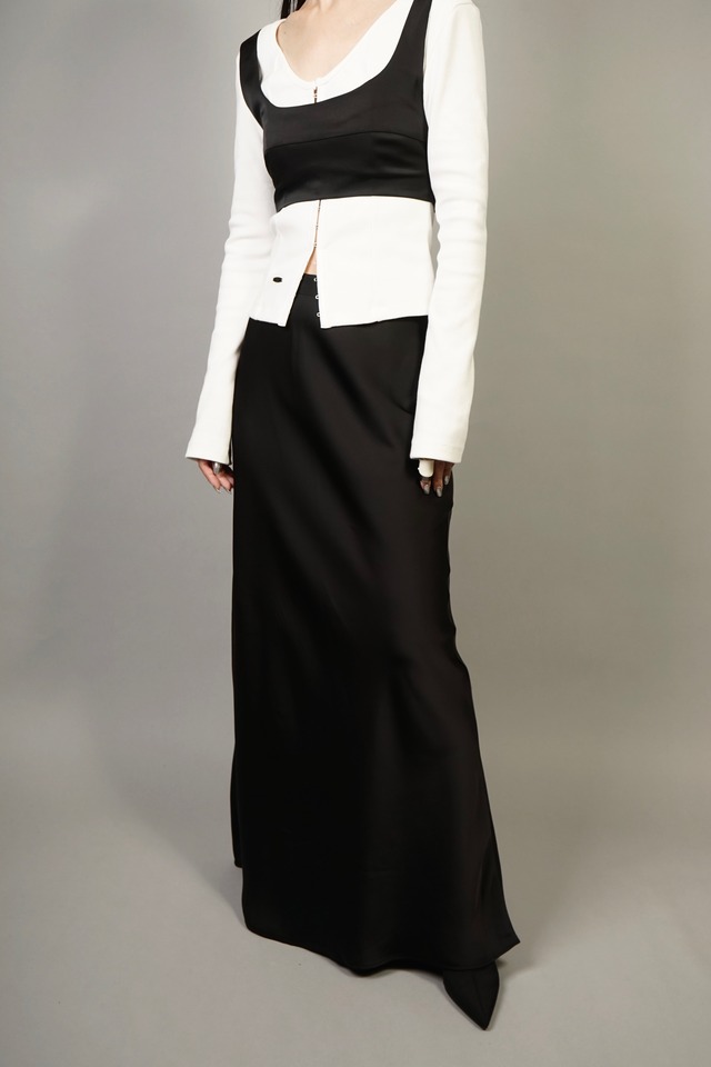 MAXI SATIN SKIRT (BLACK) 2310-35-112