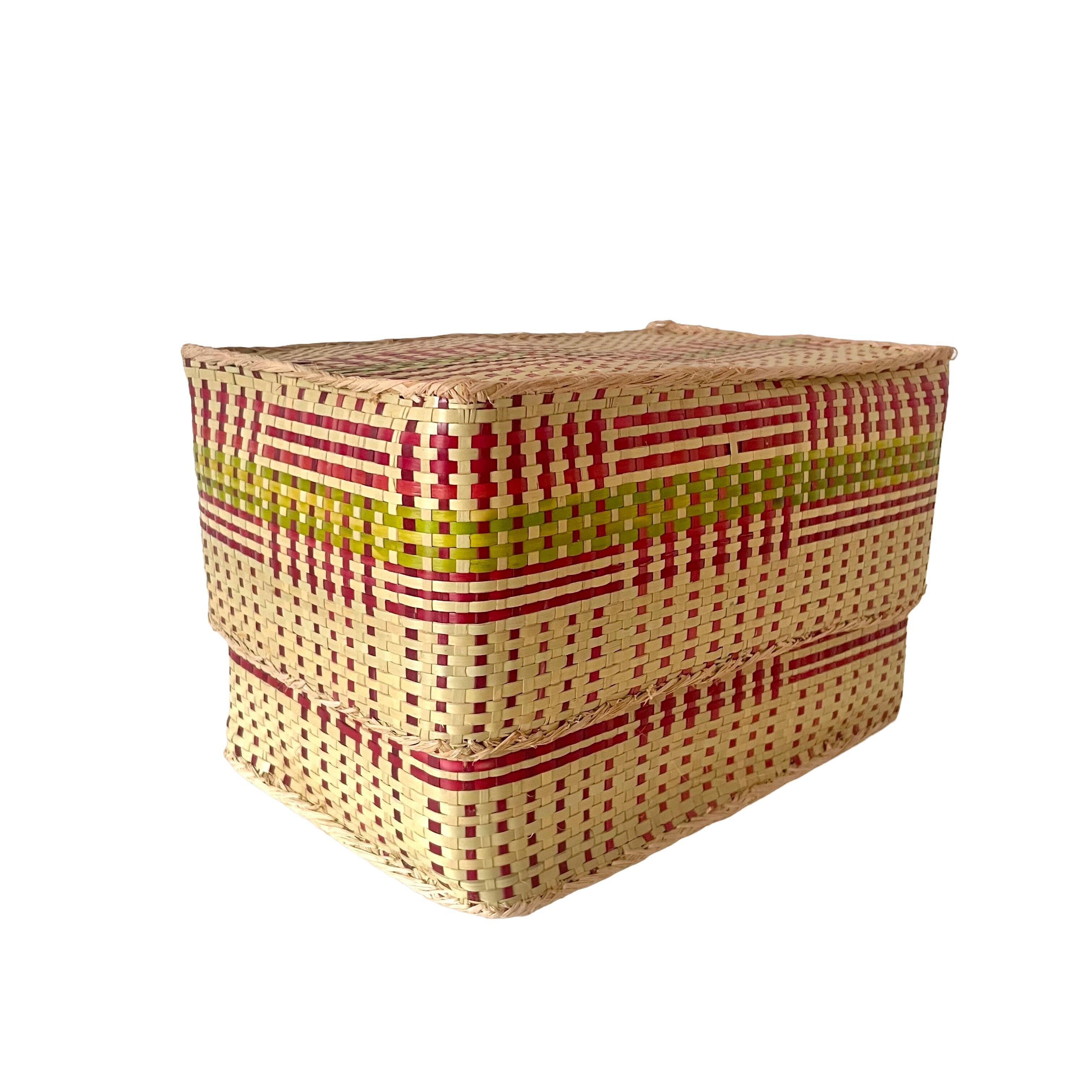 Rectangular colourful basket M w27cm×16cm×h16.5cm 四角カラフル蓋