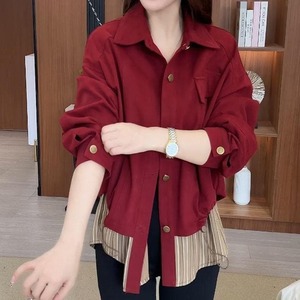 新品 秋冬 大きいサイズ 4L ツーピース風ショートジャケット レッド