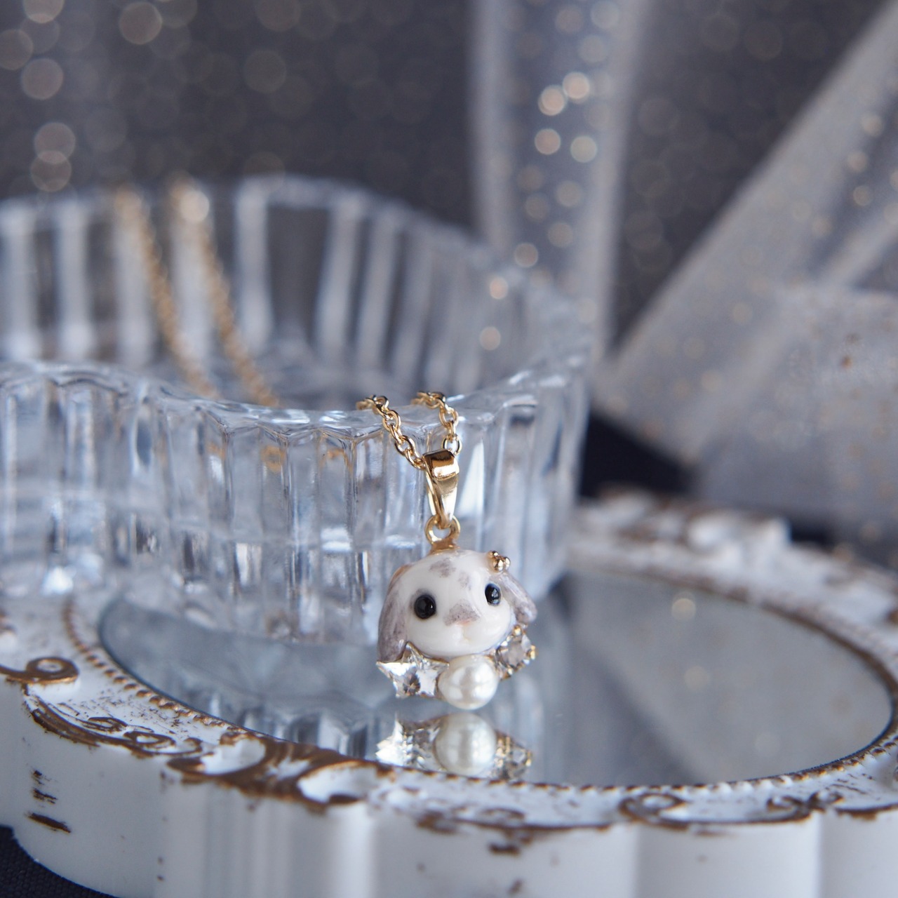 星うさぎネックレス（たれ耳）