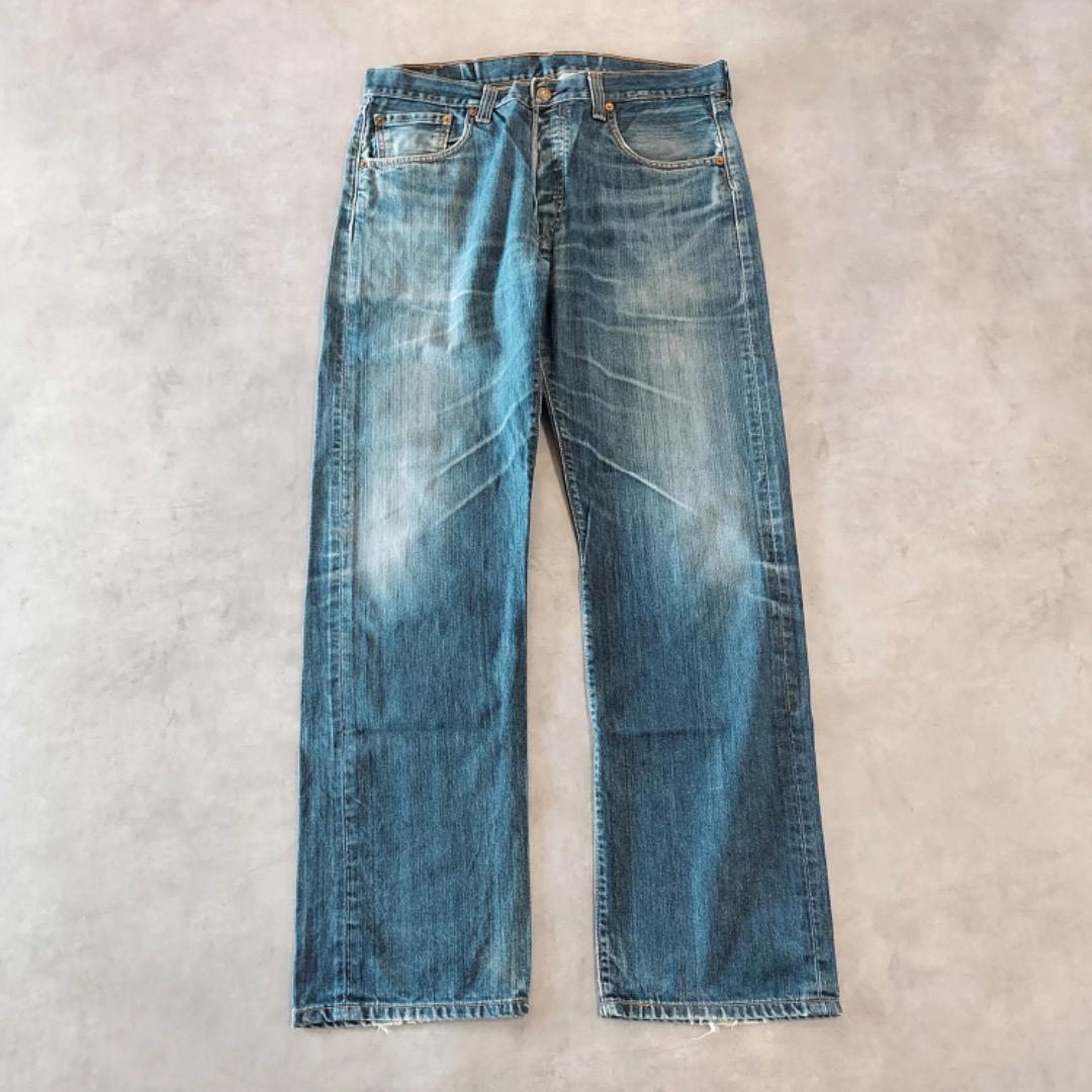 リーバイス501 Levis W34 ブルーデニム 青 ヒゲ 古着 16010