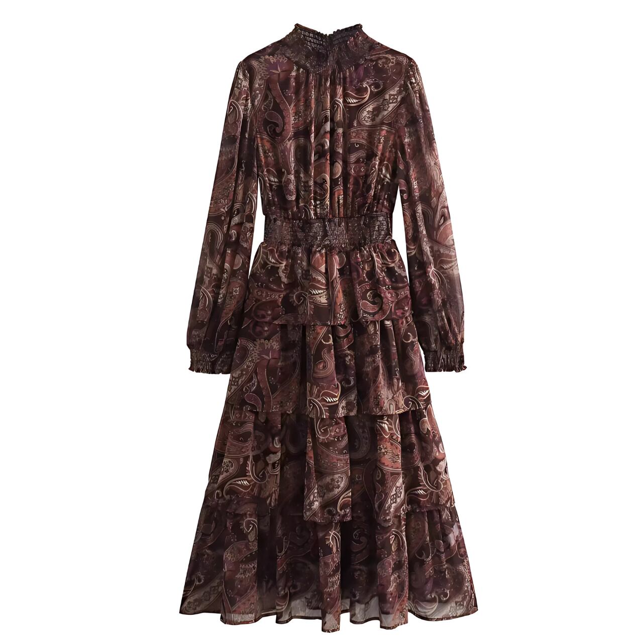 Paisley Chiffon Tiered Dress F0093