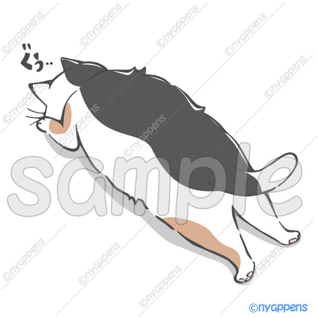 【商用利用OK】手書き猫イラスト＜S10＞ぐぅ。。