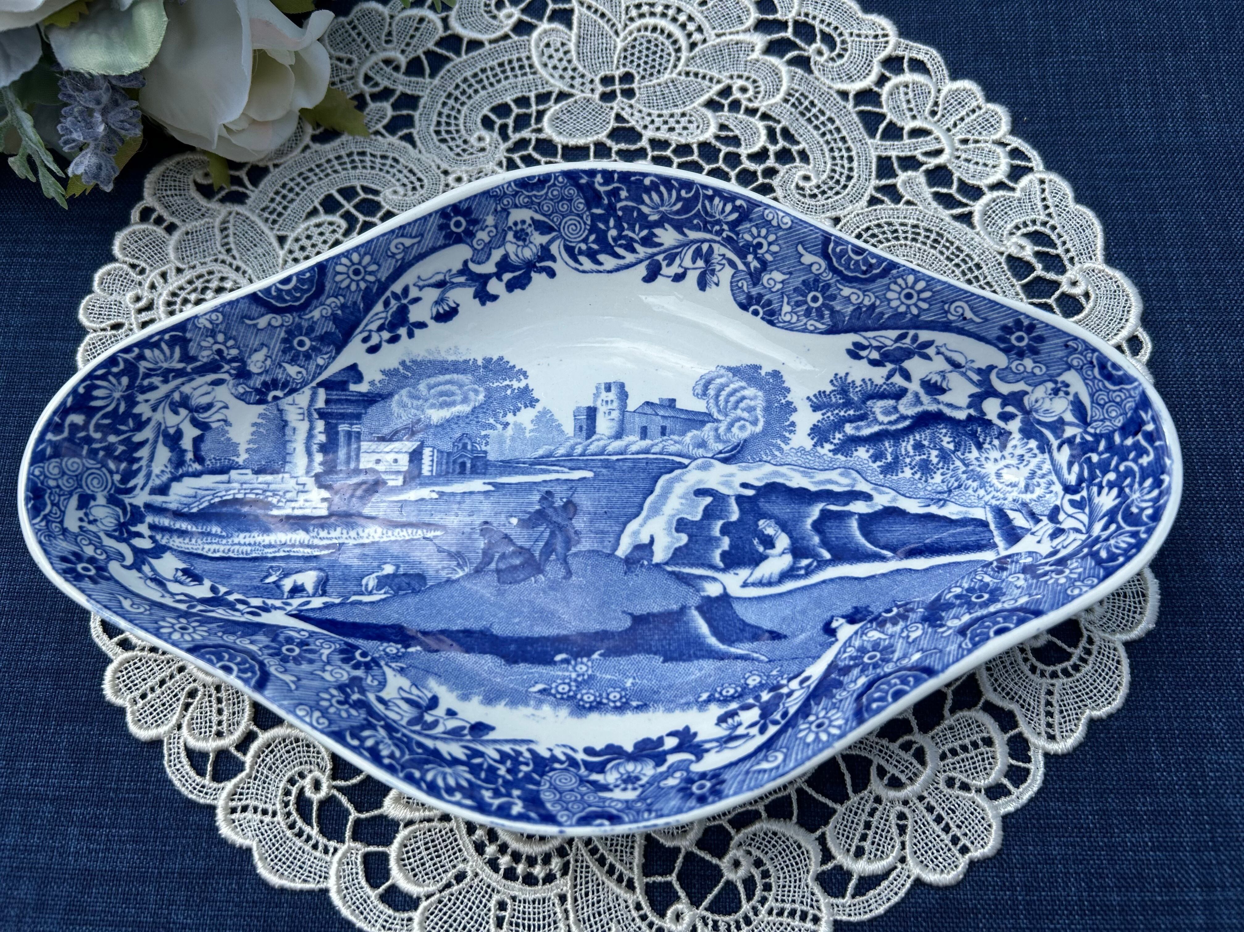 SPODE社　Blue Italian　ダイヤモンドシェイプディッシュ（約22.5cm）（レイトスポード期）