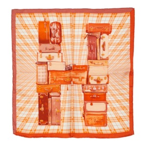 エルメス カレ45 H EN VOYAGE 旅するエルメス スカーフ オレンジ シルク レディース HERMES 中古