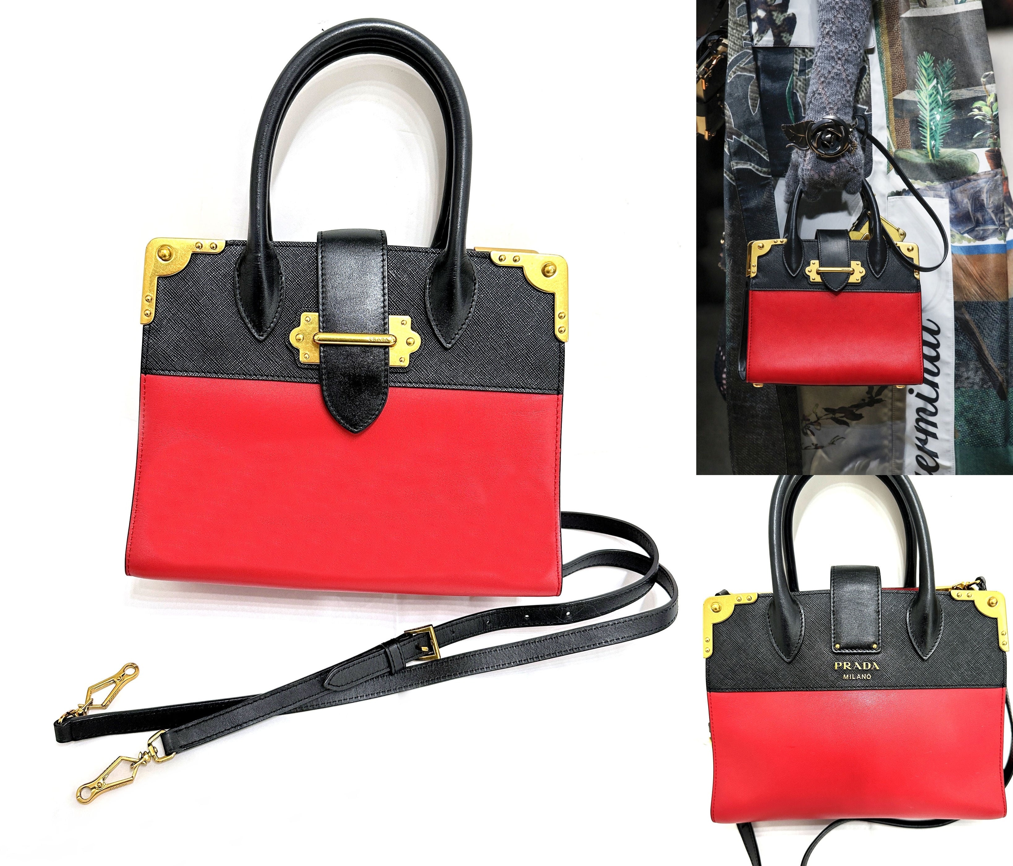 PRADA プラダ サフィアーノ カイエ 2way レザー ハンドバッグ