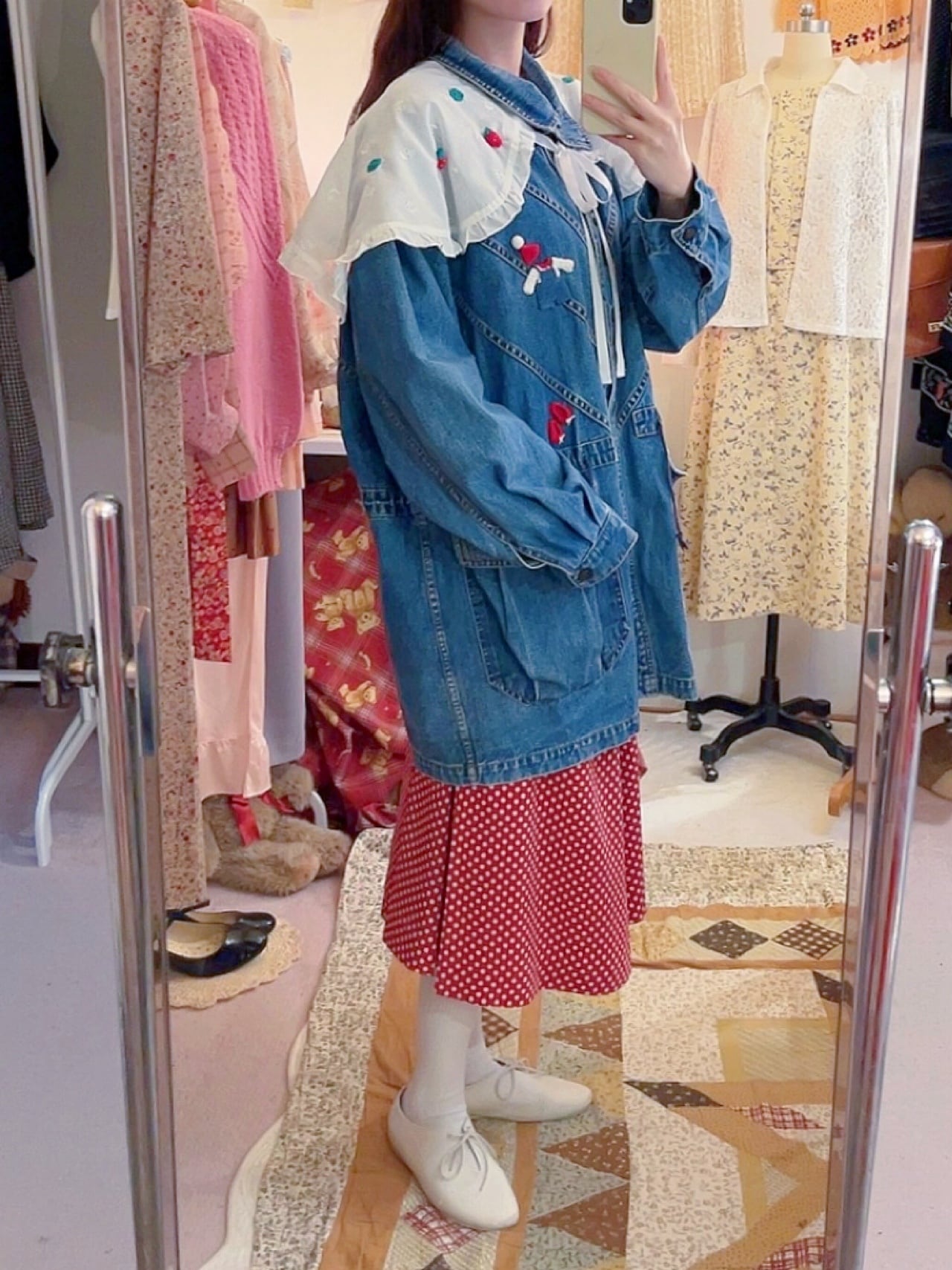 remake ✂︎ walking dwarf frill collar denim jacket