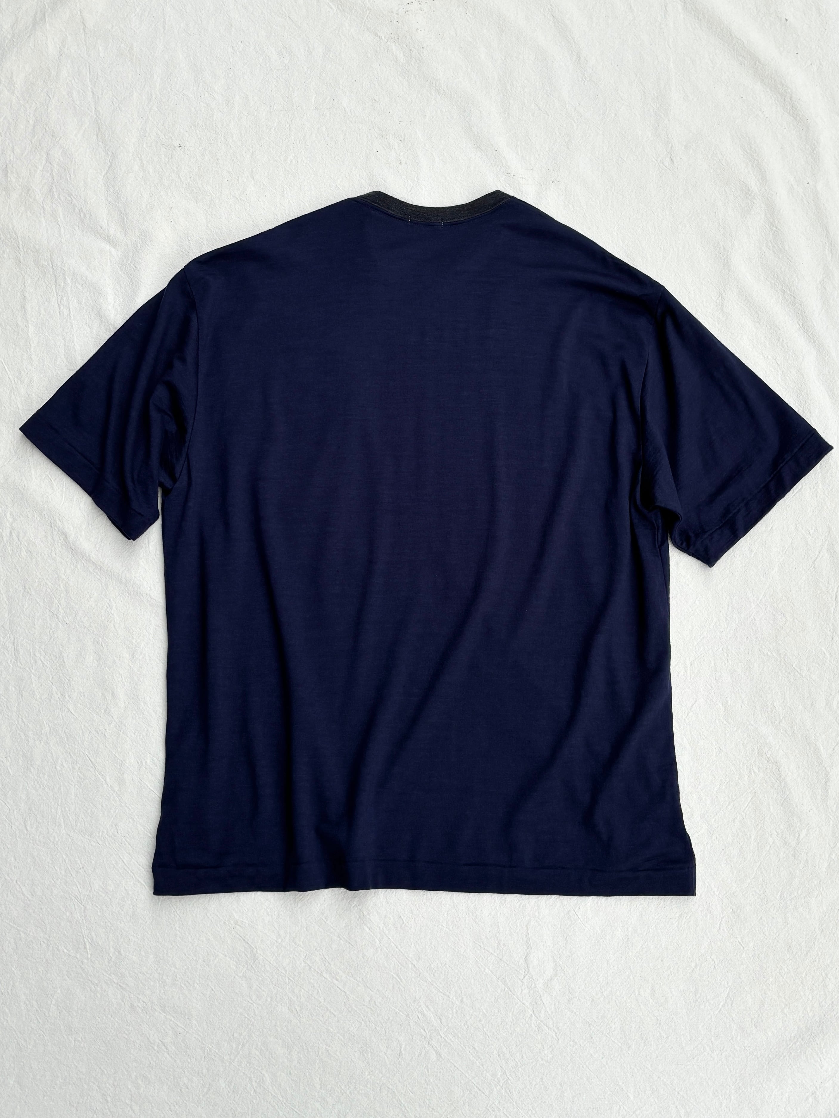 awasa / super 100's ウール Tシャツ (NAVY×DARK GRAY) | THE MODERN AGE