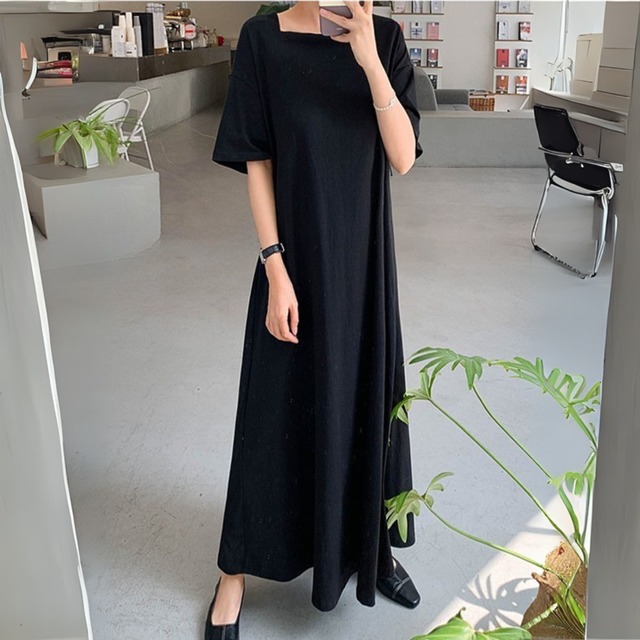 スクエアネックTシャツワンピース　00858