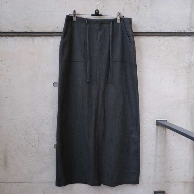 Charcoal Drawstring Long Skirt