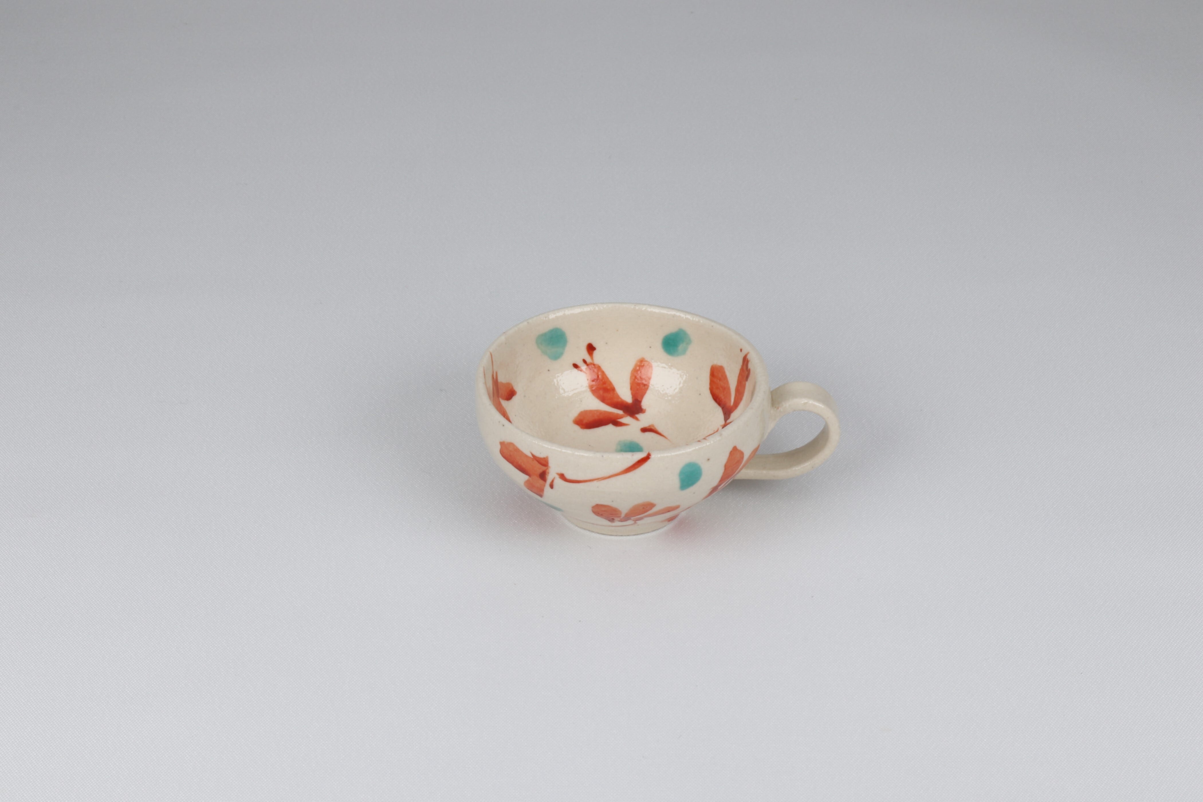 色絵 片手珍味鉢 赤絵小花