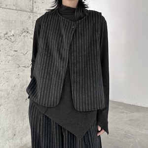 Stripe One-Button Vest【TR3235】
