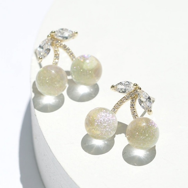 【即納◎】Crystal cherry pierce & earrings　M3512