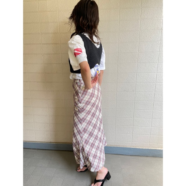 mermaid check long skirt