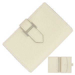 New HERMES エルメス ベアンミニ クレ ヴォーエプソン 二つ折り財布 オフホワイト シルバー金具 ウォレット 新品