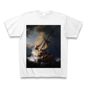 ガラリアの海の嵐（レンブラント・ファン・レイン）：厳選名画Tシャツコレクション（ホワイト・絵画大）