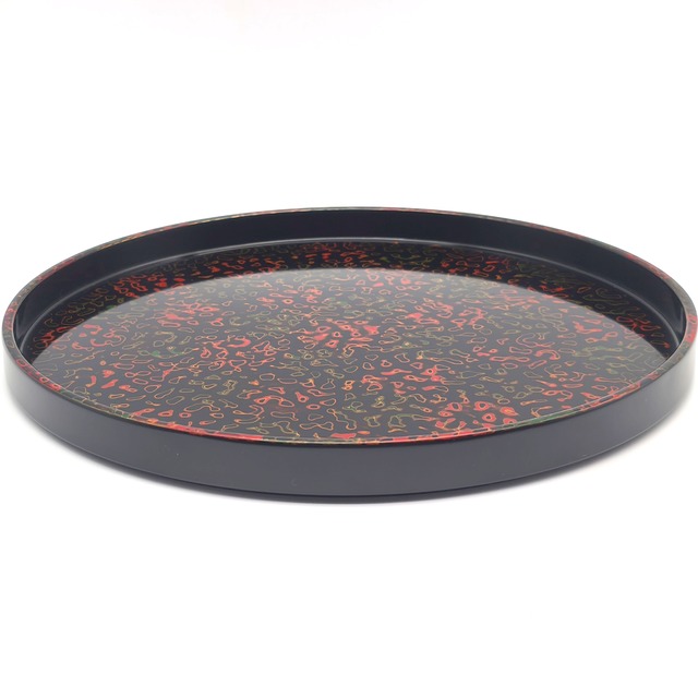 津軽塗（唐塗）バカ塗り・丸盆・お盆・トレー・漆器・伝統工芸・No.260312-09・梱包サイズ60