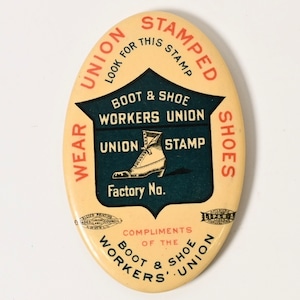 1900s~ Vintage Boot & Shoe Workers Union Pocket Mirror Advertising
