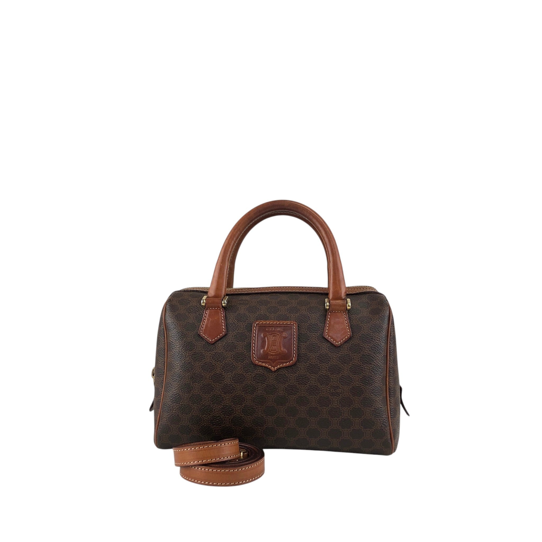 CELINE セリーヌ ハンドバッグ ヴィンテージ レザー/スエード CELINE セリーヌ ハンドバッグ ブラック ロゴ レザー 2way vintage