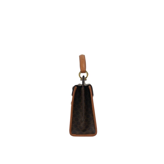 CELINE セリーヌ マカダム ショルダーバッグ ブラウン ガンチーニ PVC 2WAY vintage ヴィンテージ オールド kgm5ej