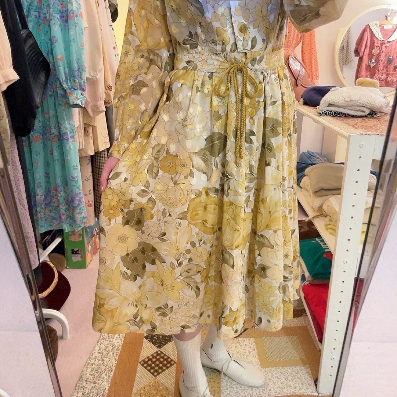 yellow sheer flower flare one-piece