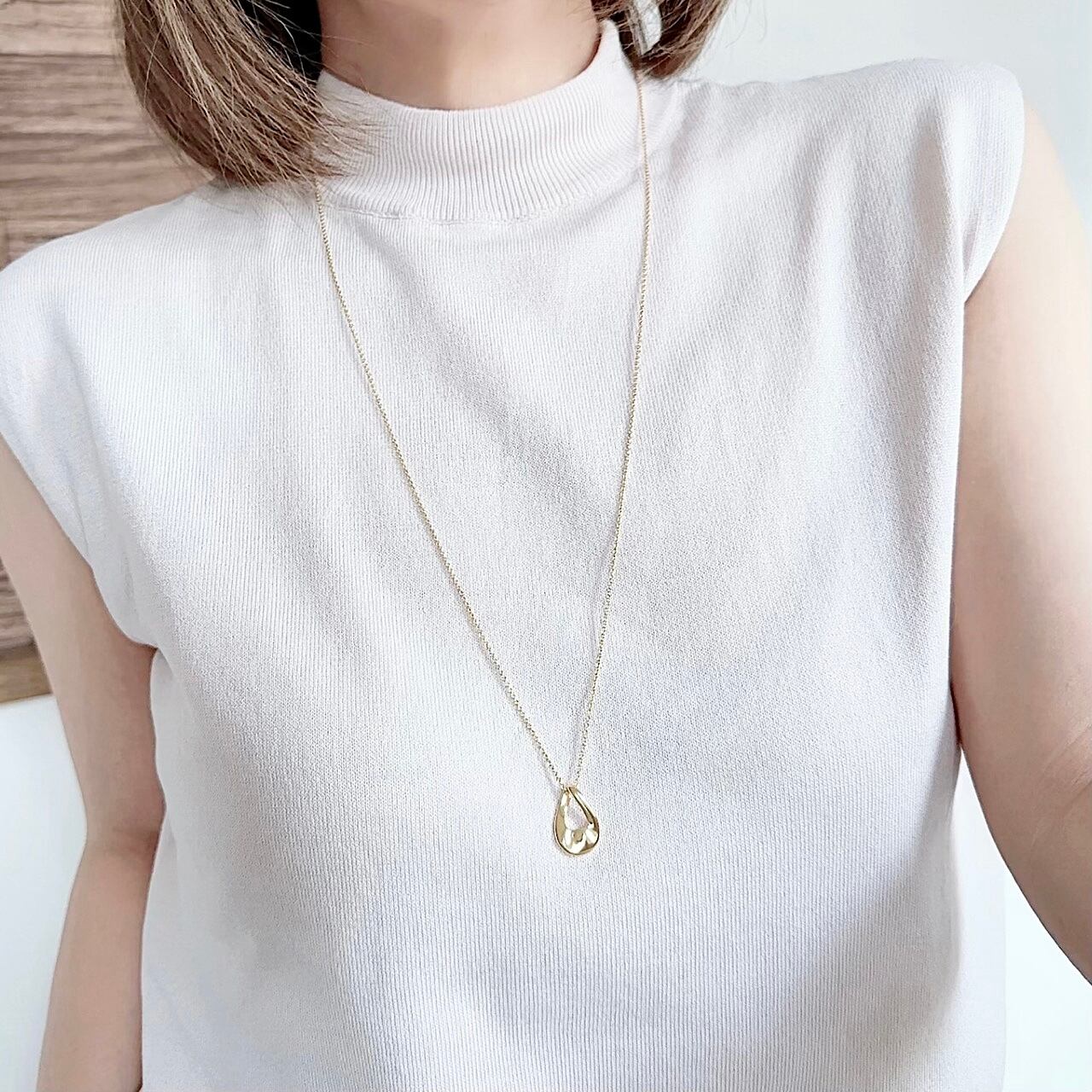 再販サージカルステンレス☆ハンマー打ち凸凹ドロップロングネックレスSALE6点 再販サージカルステンレス☆ハンマー打ち凸凹ドロップロング