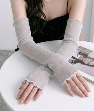 ナンバーミーTOKYO" LAME SHEER ARM SLEEVES"